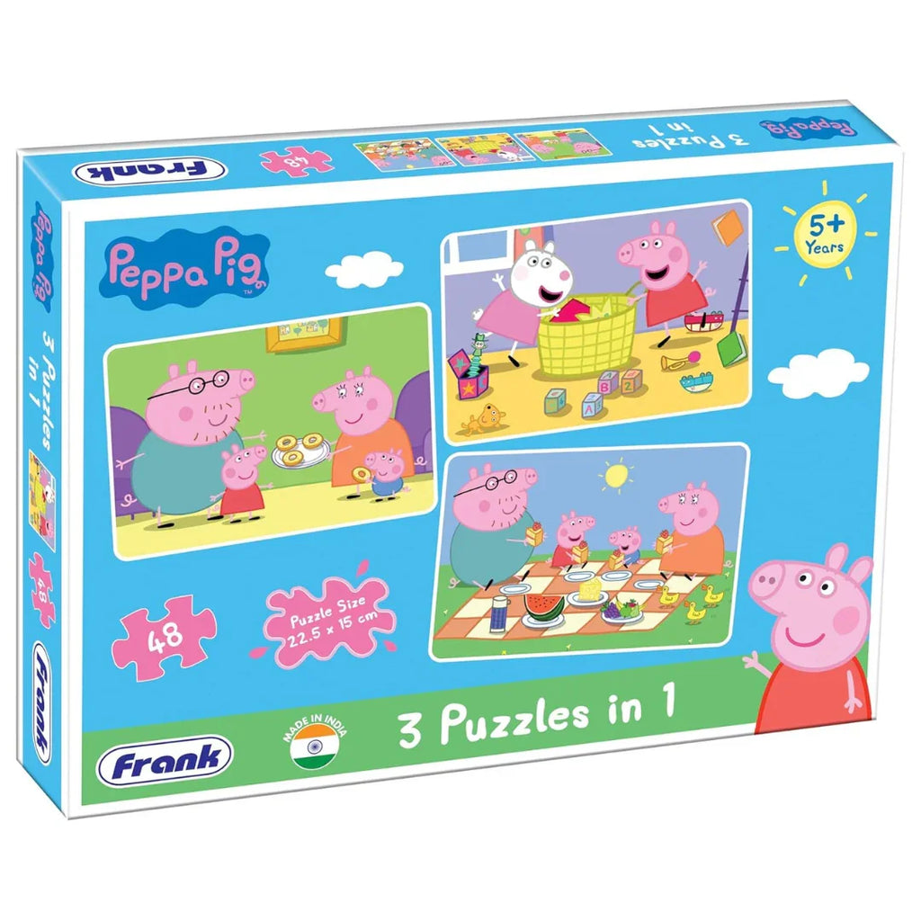 Frank Peppa Pig Puzzles - 48 Pieces 3 in 1 Jigsaw Puzzles for Kids - Naivri