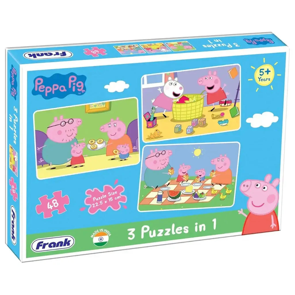 Frank Peppa Pig Puzzles - 48 Pieces 3 in 1 Jigsaw Puzzles for Kids - Naivri