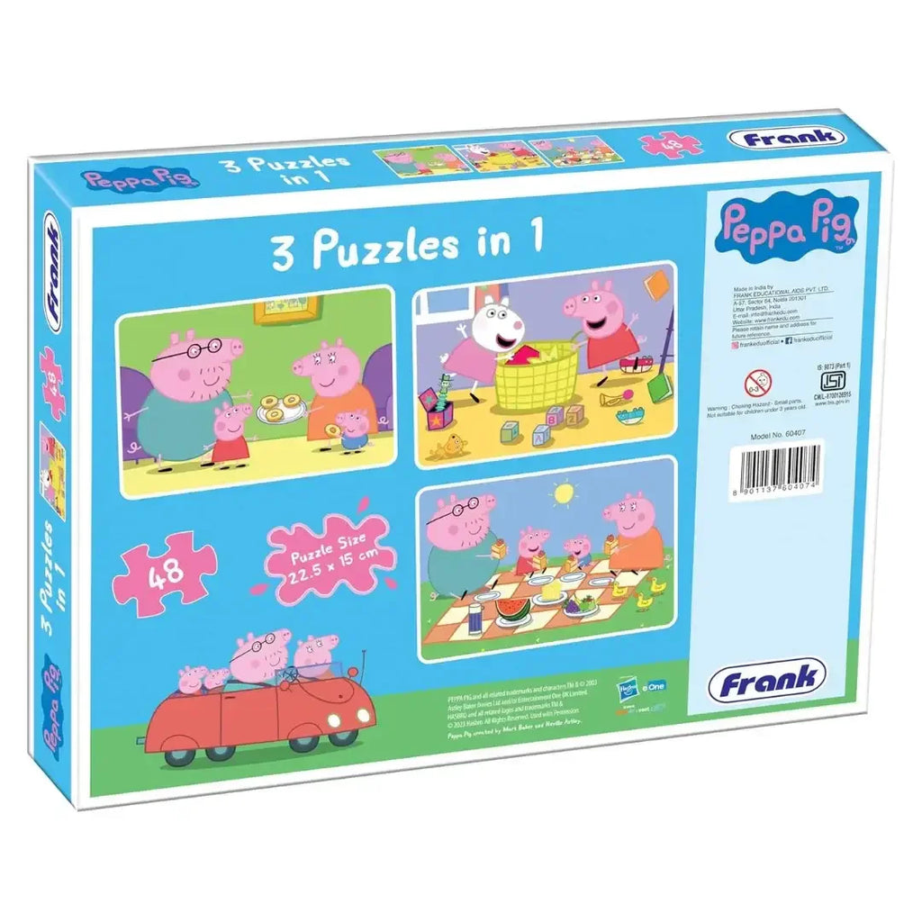 Frank Peppa Pig Puzzles - 48 Pieces 3 in 1 Jigsaw Puzzles for Kids - Naivri
