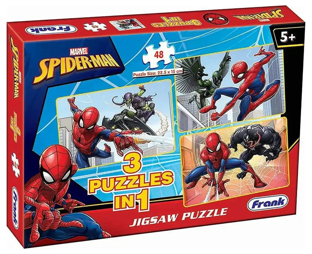 Frank Spider-Man Jigsaw Puzzle Set of 3 – Brain Boosting Puzzle Game for Kids 5+ Years | Multicolour | Focus & Memory Enhancer - Naivri