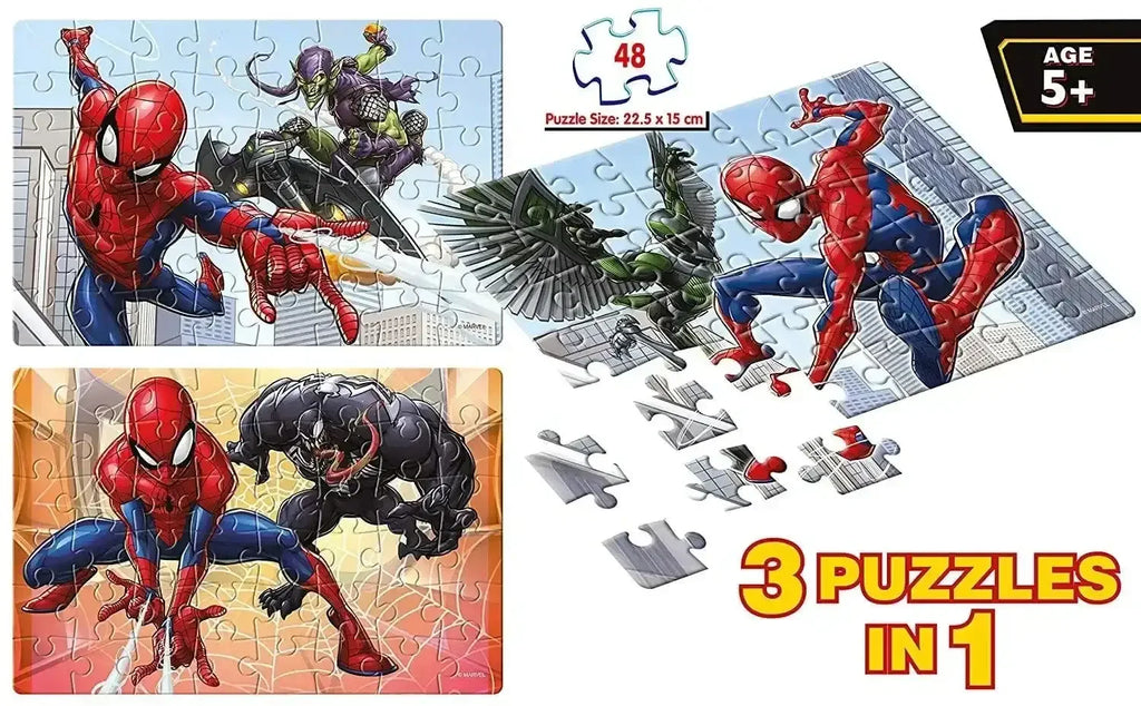 Frank Spider-Man Jigsaw Puzzle Set of 3 – Brain Boosting Puzzle Game for Kids 5+ Years | Multicolour | Focus & Memory Enhancer - Naivri