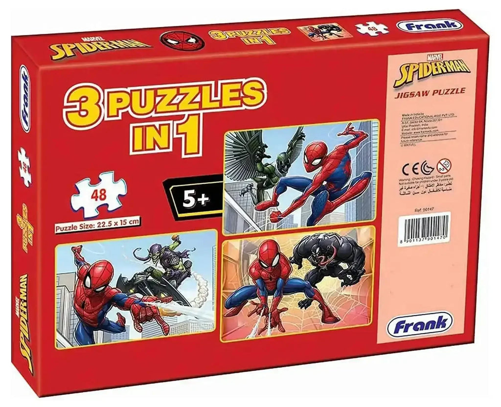 Frank Spider-Man Jigsaw Puzzle Set of 3 – Brain Boosting Puzzle Game for Kids 5+ Years | Multicolour | Focus & Memory Enhancer - Naivri