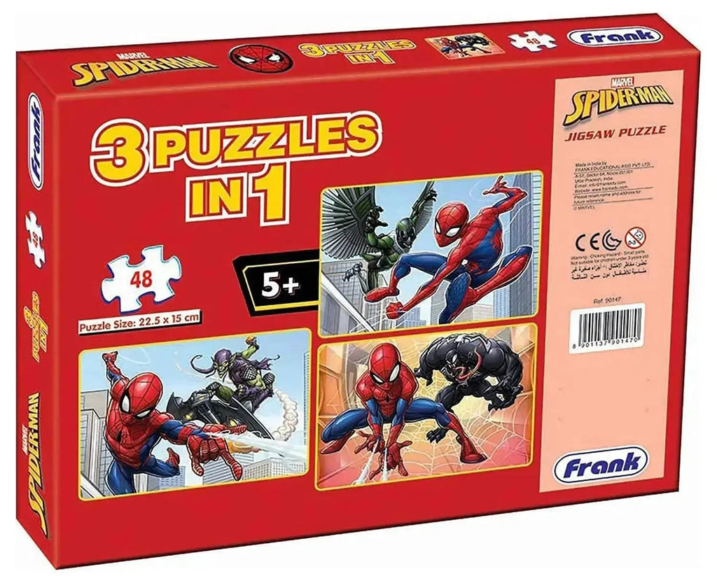 Frank Spider-Man Jigsaw Puzzle Set of 3 – Brain Boosting Puzzle Game for Kids 5+ Years | Multicolour | Focus & Memory Enhancer - Naivri