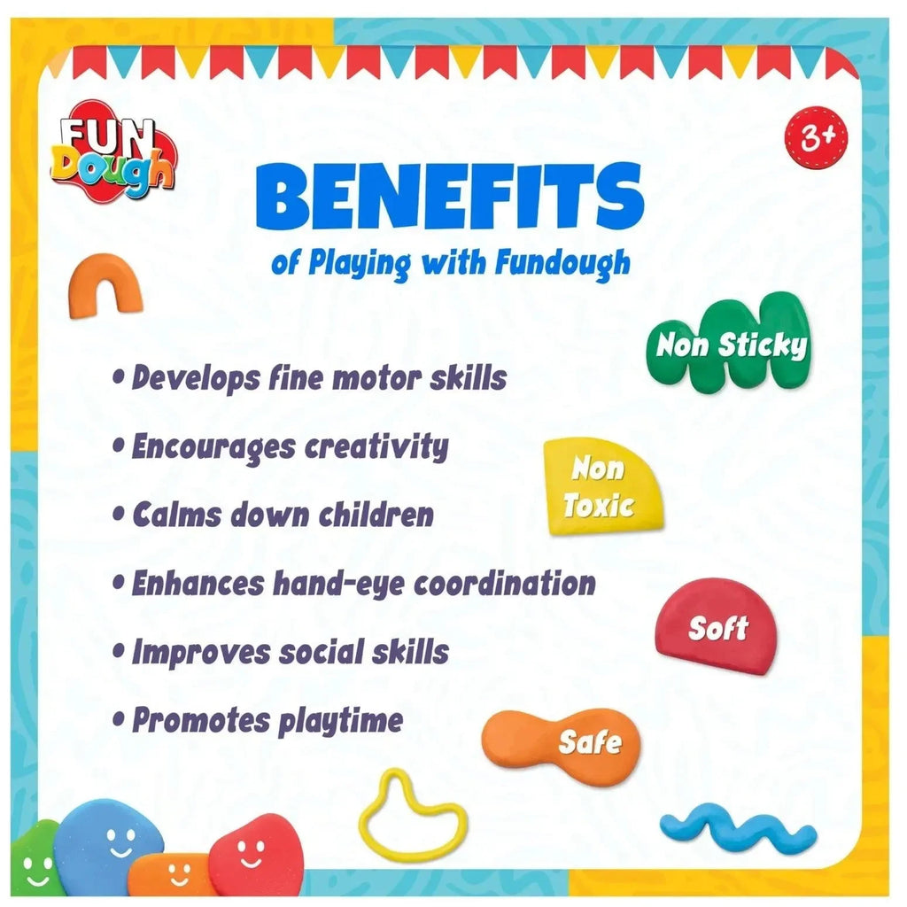 Fun Dough Box of Colours – 12 Vibrant Shades, 50g Each – Creative Modeling Clay for Kids by Funskool - Naivri