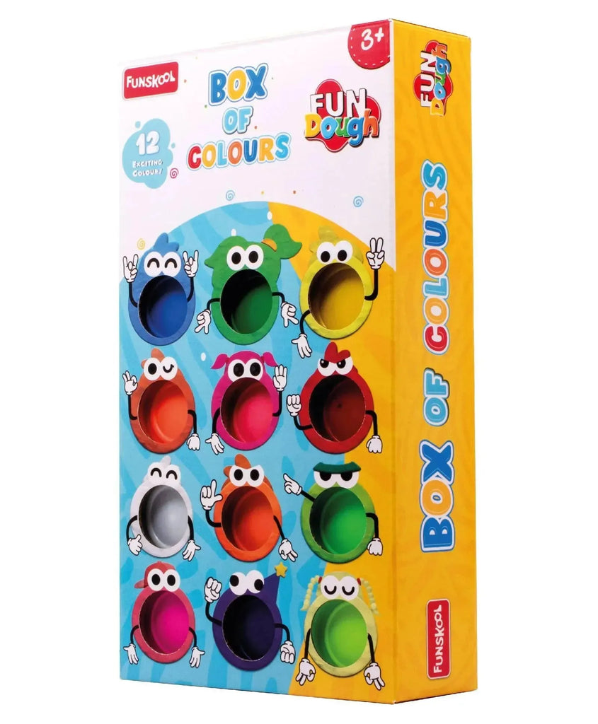 Fun Dough Box of Colours – 12 Vibrant Shades, 50g Each – Creative Modeling Clay for Kids by Funskool - Naivri