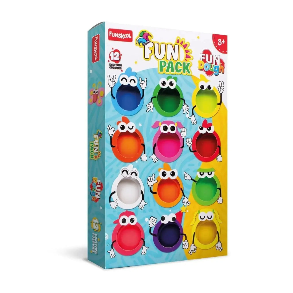 Fun Dough Fun Pack – 12 Vibrant Colours, 25g Each – Safe & Creative Modeling Clay for Kids by Funskool - Naivri