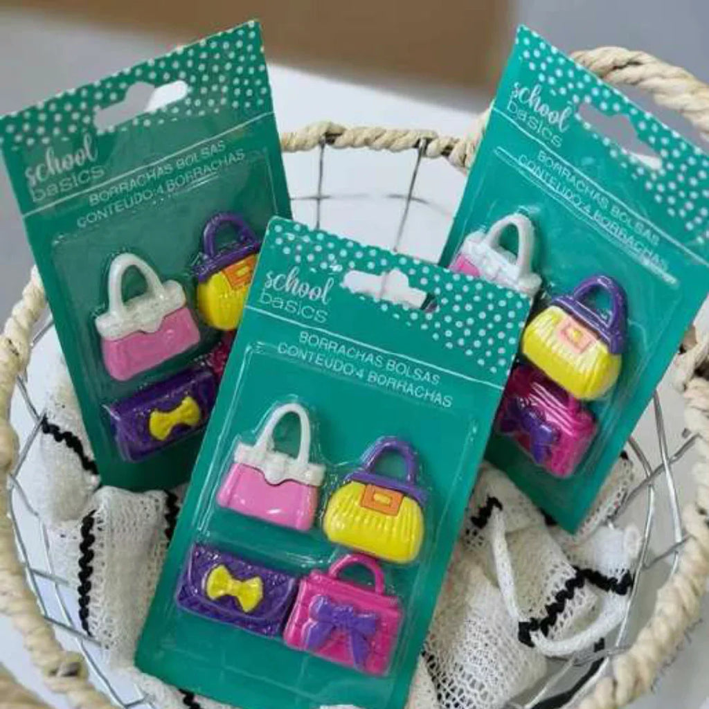 FunPrint School Bag Eraser Set – 4-Piece Rubber Collection for Kids 3+ - Naivri