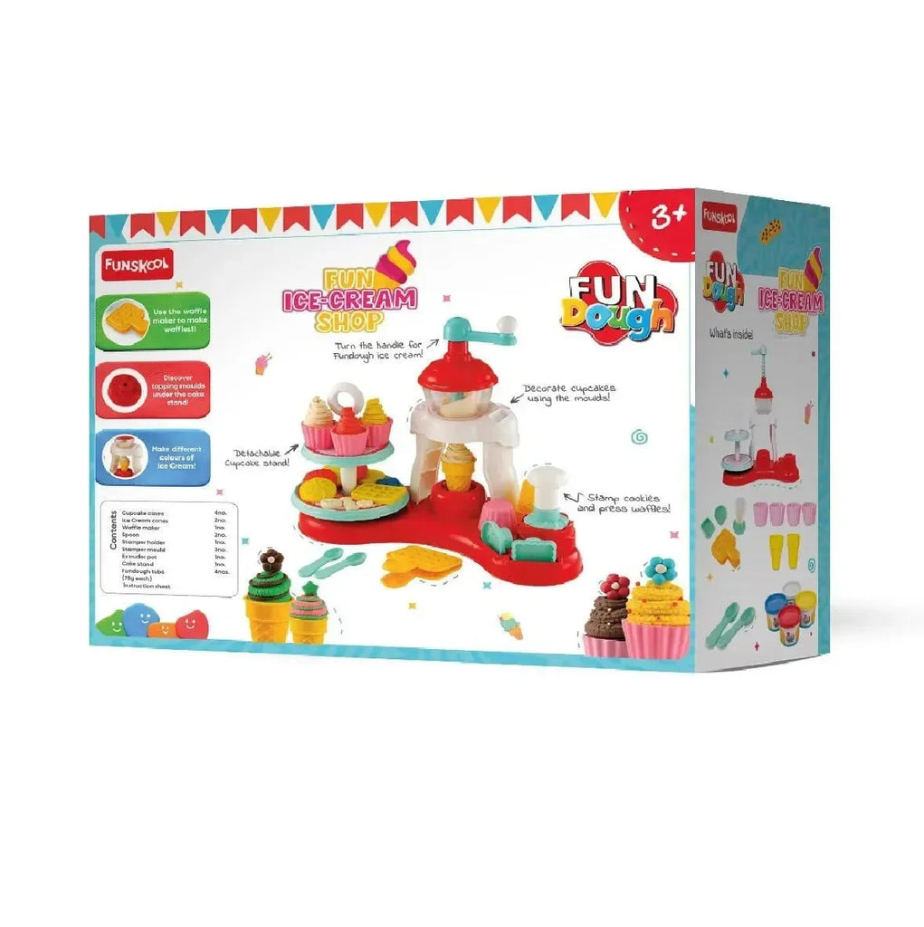 Funskool Fundough Fun Ice Cream Shop Playset – Creative Pretend Play Dough Kit with Accessories for Ages 3+ - Naivri