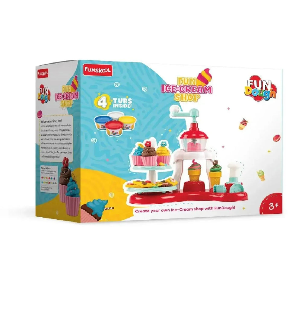 Funskool Fundough Fun Ice Cream Shop Playset – Creative Pretend Play Dough Kit with Accessories for Ages 3+ - Naivri