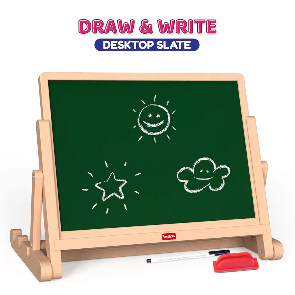 Funskool Giggles 4-in-1 Adjustable Draw N Write Desktop Slate | Easel - Naivri