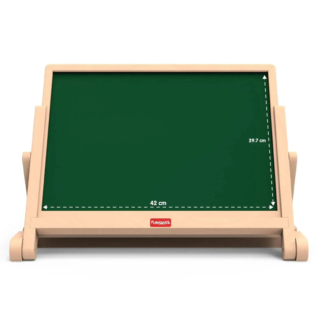 Funskool Giggles 4-in-1 Adjustable Draw N Write Desktop Slate | Easel – Wooden Magnetic Educational Toy for Kids - Naivri