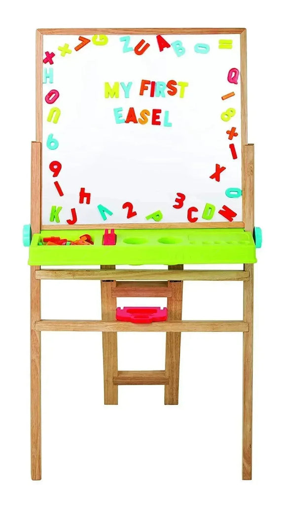 Funskool Giggles My First Easel – 4-in-1 Wooden Learning Easel for Kids | Magnetic Board, Whiteboard, Chalkboard, Paper Clip | Adjustable Height | Age 3+ - Naivri
