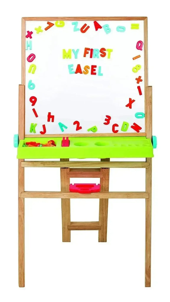 Funskool Giggles My First Easel – 4-in-1 Wooden Learning Easel for Kids | Magnetic Board, Whiteboard, Chalkboard, Paper Clip | Adjustable Height | Age 3+ - Naivri