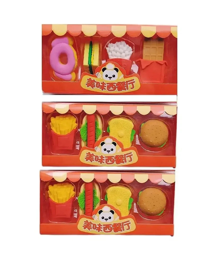 FunSpace Fast Food 3D Puzzle Eraser Set – Creative Stationery Toy for Kids (3+ Years) - Naivri