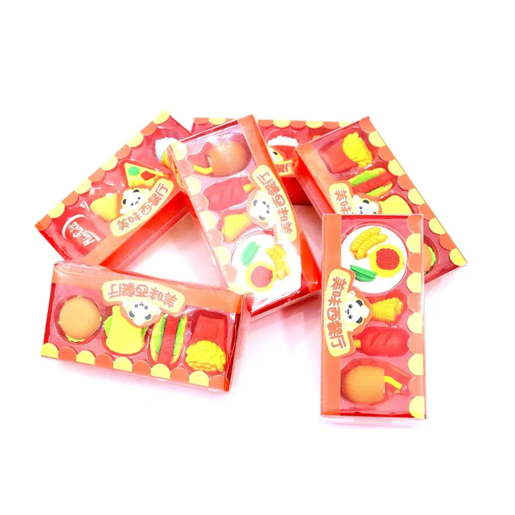 FunSpace Fast Food 3D Puzzle Eraser Set – Creative Stationery Toy for Kids (3+ Years) - Naivri