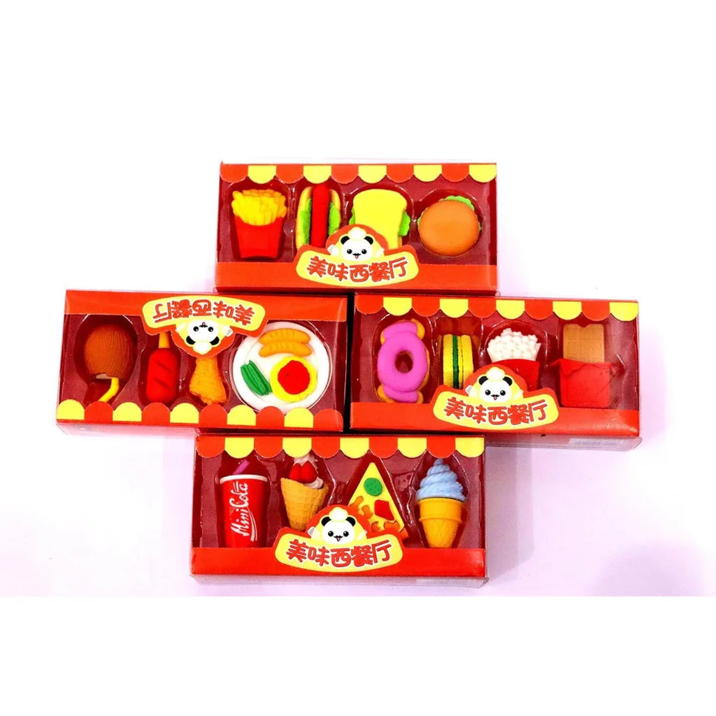 FunSpace Fast Food 3D Puzzle Eraser Set – Creative Stationery Toy for Kids (3+ Years) - Naivri