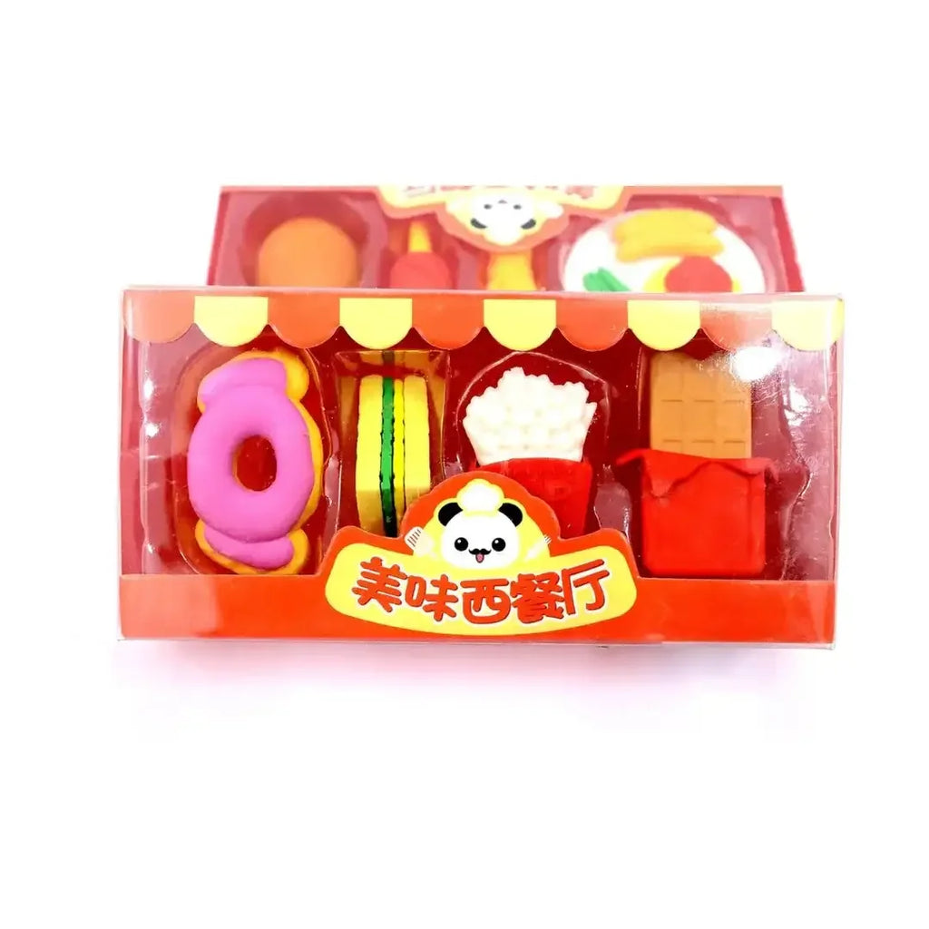 FunSpace Fast Food 3D Puzzle Eraser Set – Creative Stationery Toy for Kids (3+ Years) - Naivri