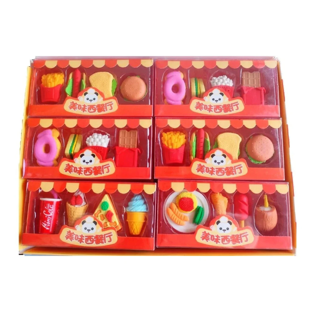 FunSpace Fast Food 3D Puzzle Eraser Set – Creative Stationery Toy for Kids (3+ Years) - Naivri