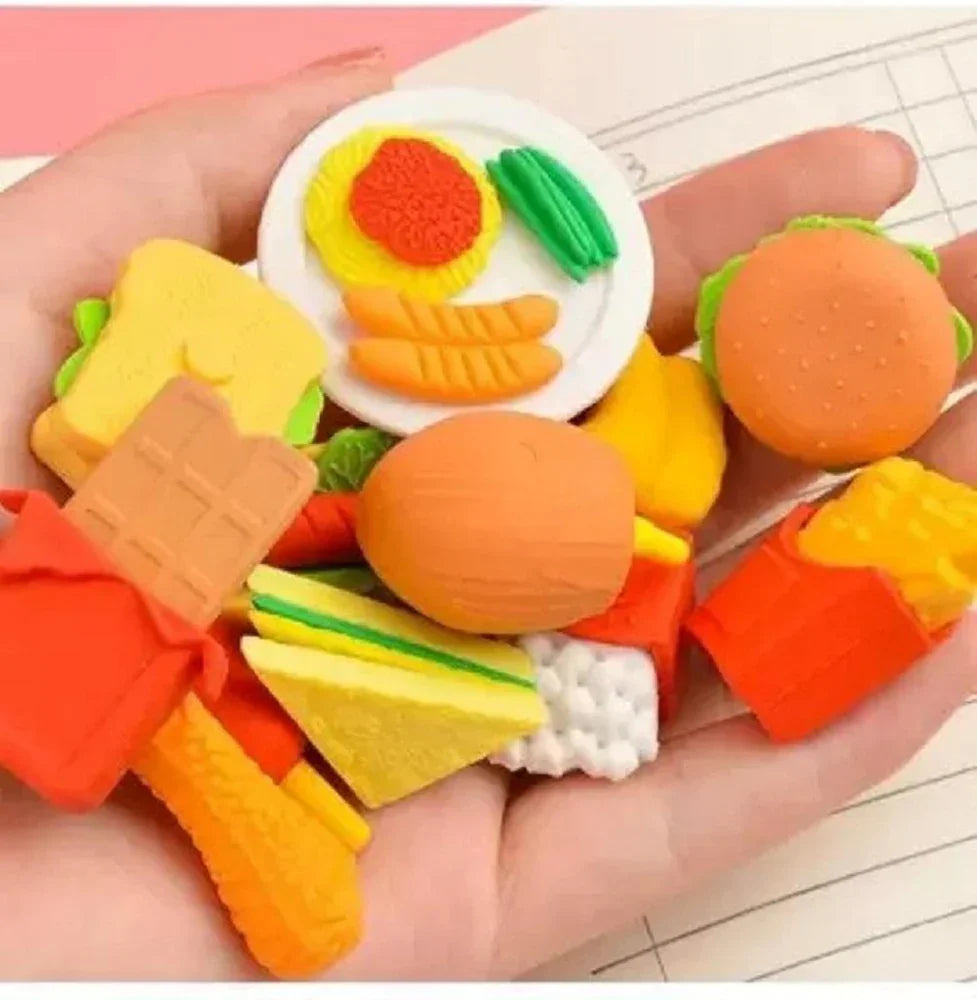 FunSpace Fast Food 3D Puzzle Eraser Set – Creative Stationery Toy for Kids (3+ Years) - Naivri