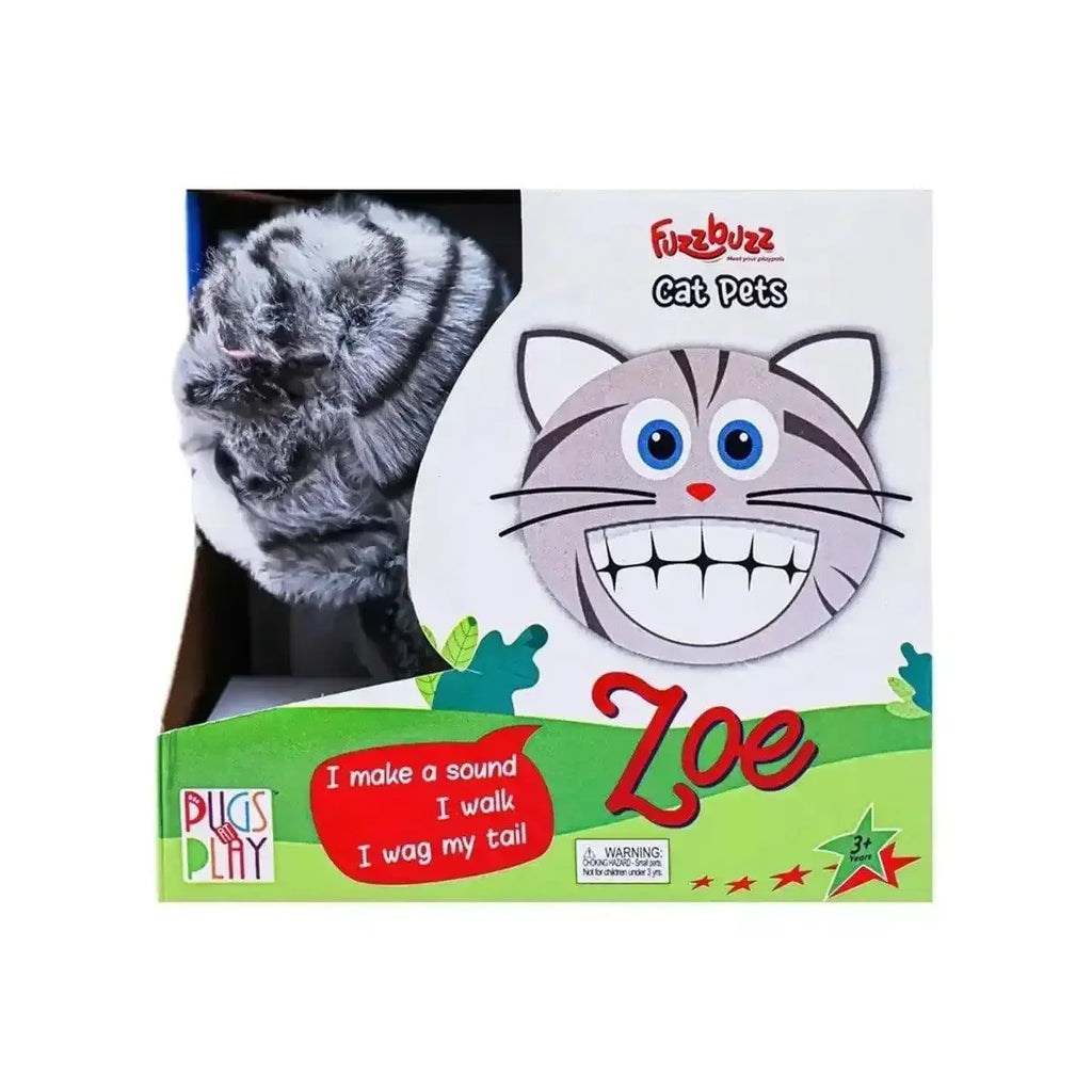 Fuzzbuzz Cat Pets Zoe – Walking Toy Cat with Sound & Tail Wagging Action for Kids - Naivri