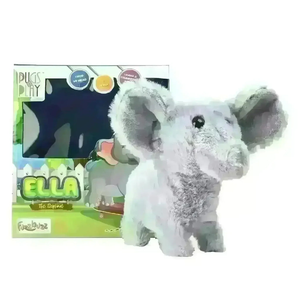 Fuzzbuzz Pugs At Play – Ella The Elephant | Interactive Walking Plush Toy with Sounds for Toddlers - Naivri