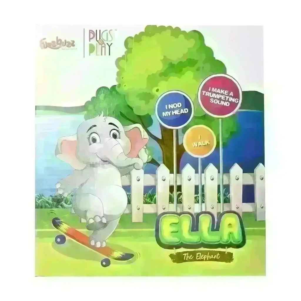Fuzzbuzz Pugs At Play – Ella The Elephant | Interactive Walking Plush Toy with Sounds for Toddlers - Naivri