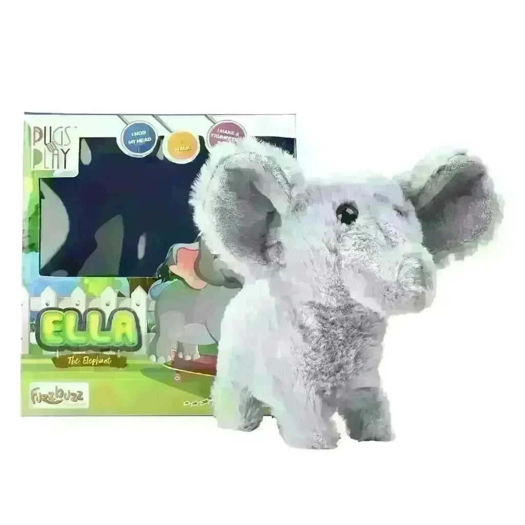 Fuzzbuzz Pugs At Play – Ella The Elephant | Interactive Walking Plush Toy with Sounds for Toddlers - Naivri