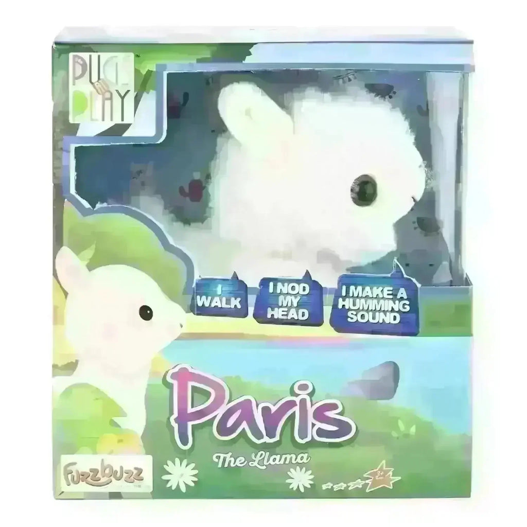 Fuzzbuzz Pugs At Play – Paris the Llama | Interactive Walking Plush Toy with Sounds for Toddlers and Kids - Naivri