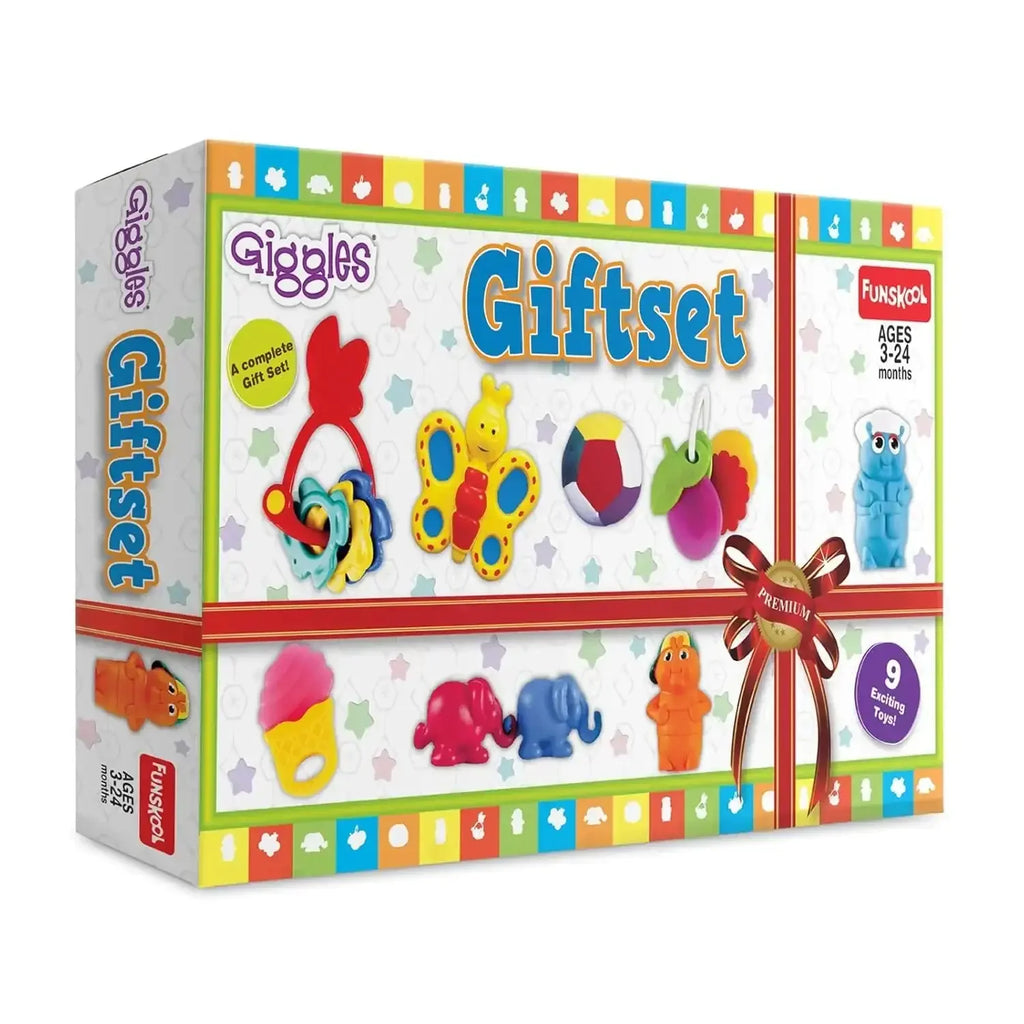 Giggles Funskool Early Play & Sensory Gift Set – Rattles, Teethers & Activity Toys for 3+ Months - Naivri