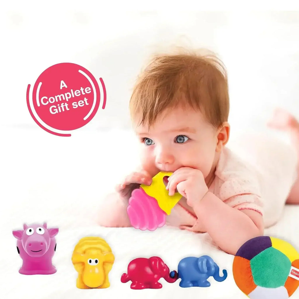Giggles Funskool Early Play & Sensory Gift Set – Rattles, Teethers & Activity Toys for 3+ Months - Naivri