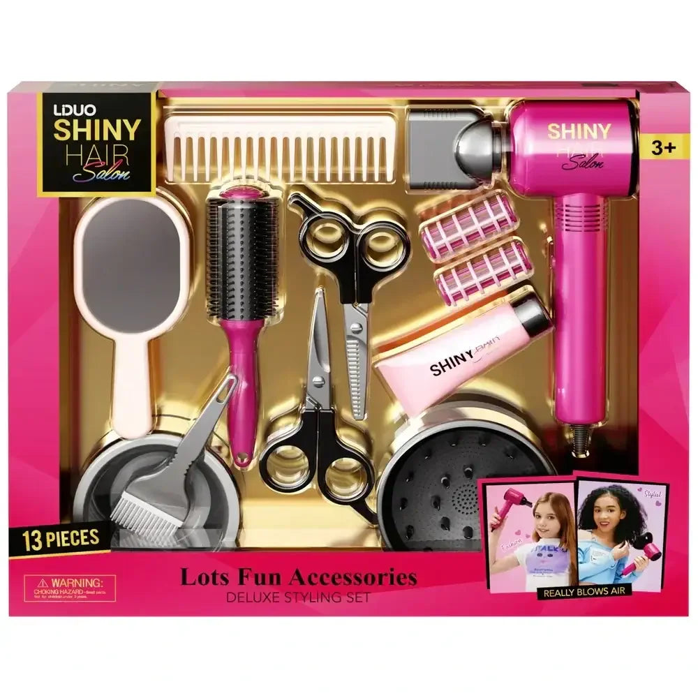 GlamTots Deluxe Hair Styling Kit – 9-Piece Kids Salon Play Set 3+ - Naivri