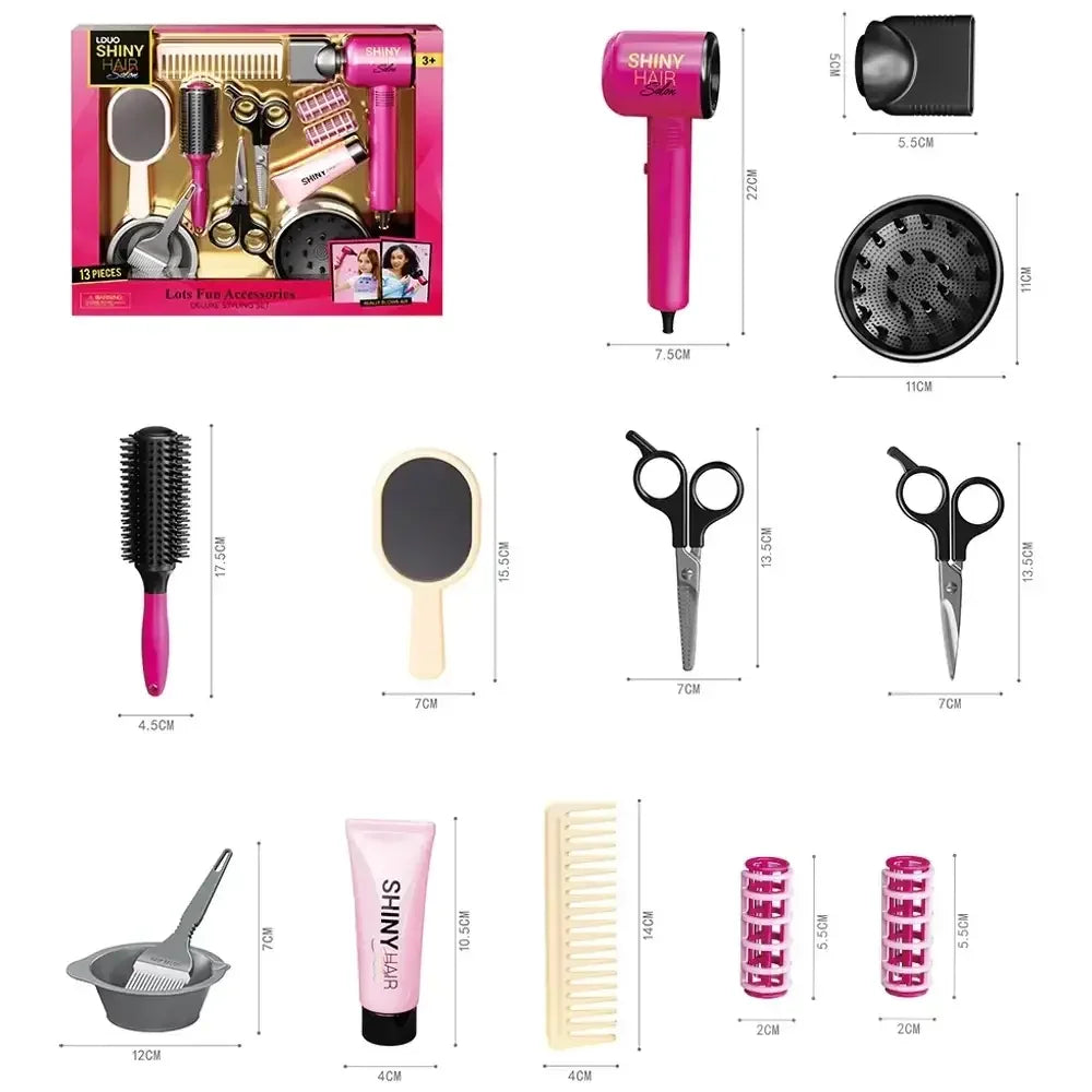 GlamTots Deluxe Hair Styling Kit – 9-Piece Kids Salon Play Set 3+ - Naivri