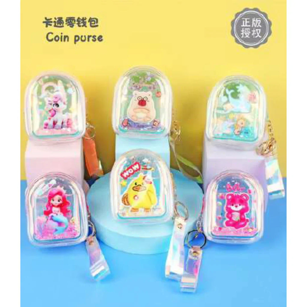 Glitter Liquid Transparent Coin Purse – Cute Mini Wallet & Keychain for Girls (3Y+) - Naivri