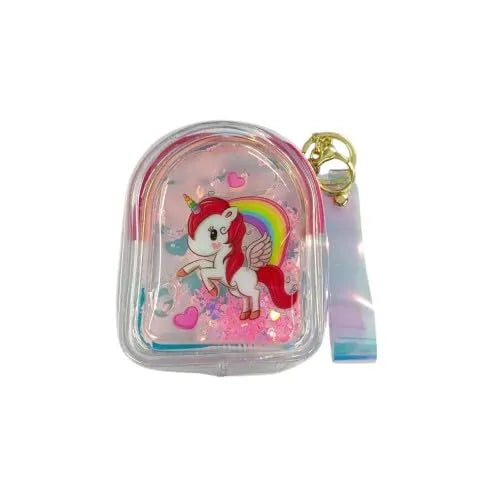 Glitter Liquid Transparent Coin Purse – Cute Mini Wallet & Keychain for Girls (3Y+) - Naivri