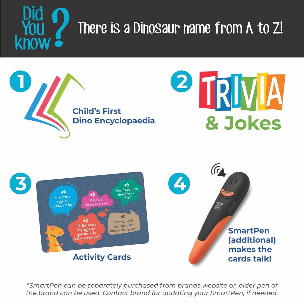 Godiscover A to Z Dinosaur Flashcards | Interactive Dinosaur-Themed Alphabet Cards for Kids | Smart Pen Compatible (Not Included) - Naivri