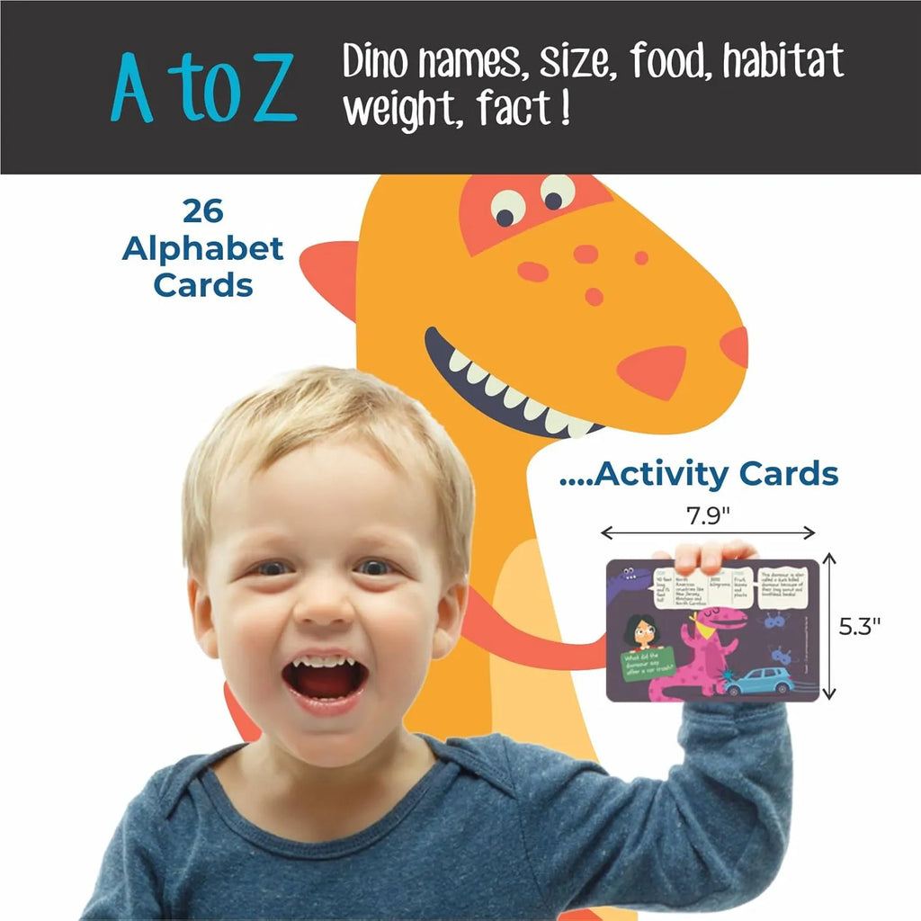 Godiscover A to Z Dinosaur Flashcards | Interactive Dinosaur-Themed Alphabet Cards for Kids | Smart Pen Compatible (Not Included) - Naivri