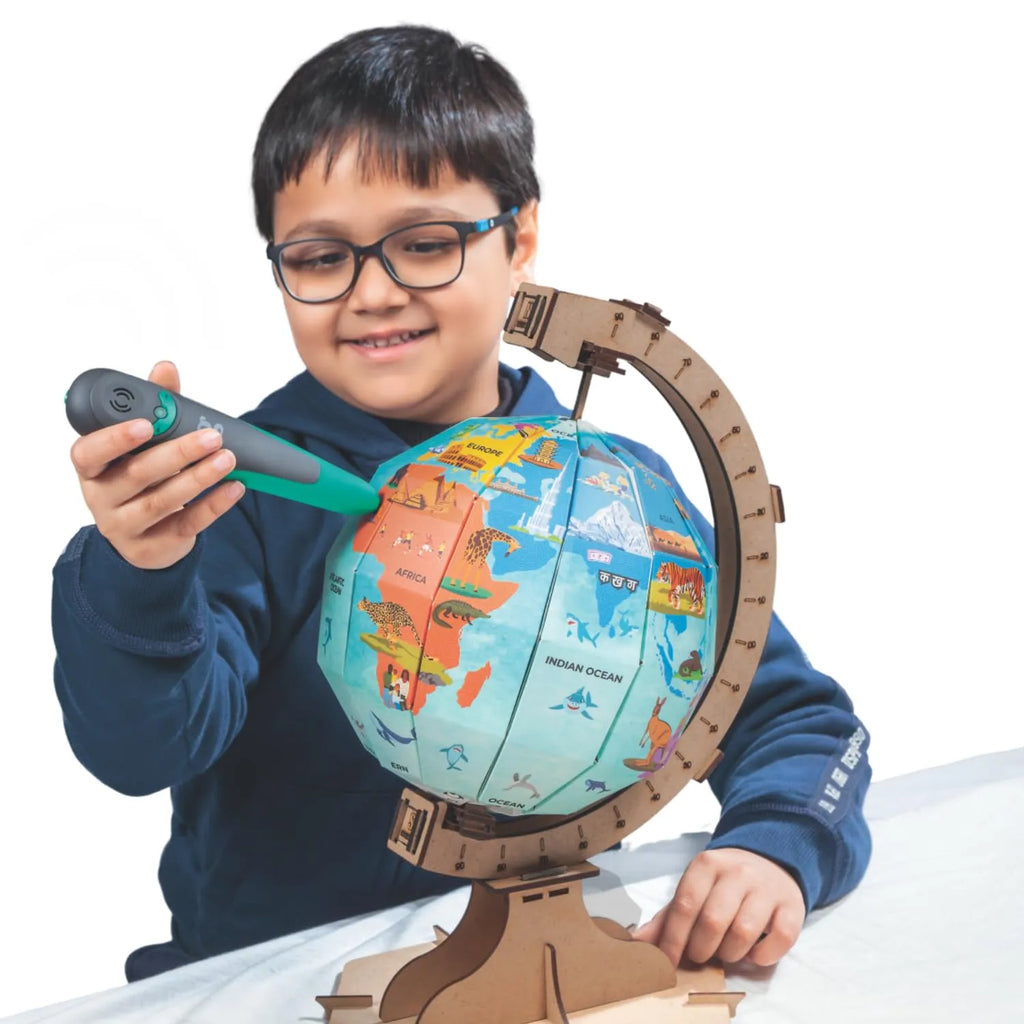 Godiscover Continents & Oceans DIY Interactive Globe with Smart Talking Pen | Learn Geography with 5 Languages | Fun Educational Toy for Kids - Naivri