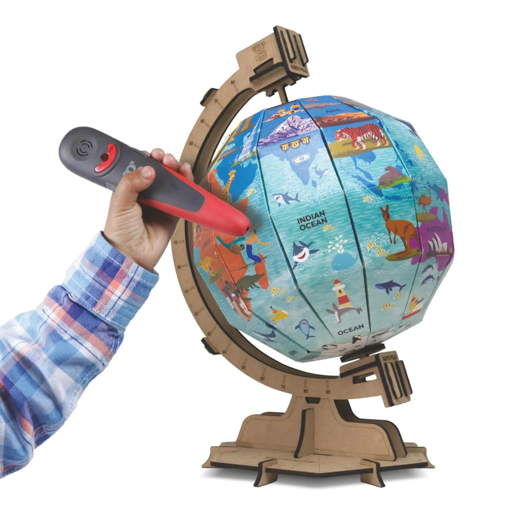 Godiscover Continents & Oceans DIY Interactive Globe with Smart Talking Pen | Learn Geography with 5 Languages | Fun Educational Toy for Kids - Naivri