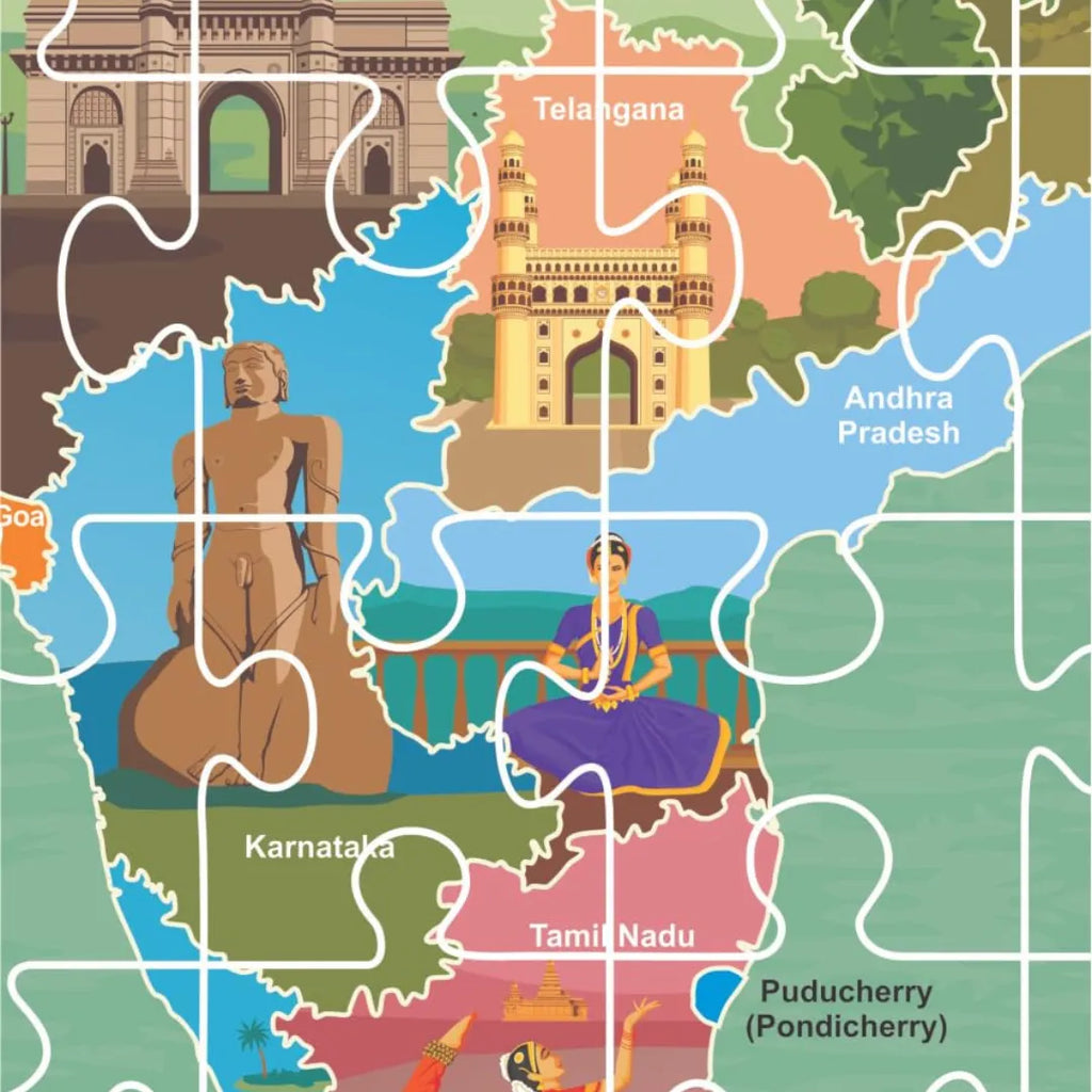 Godiscover India-Map Smart Puzzle Series Part 1 with Talking Pen | Wooden Geography Puzzle with Audio Learning | Educational Toy for Kids - Naivri