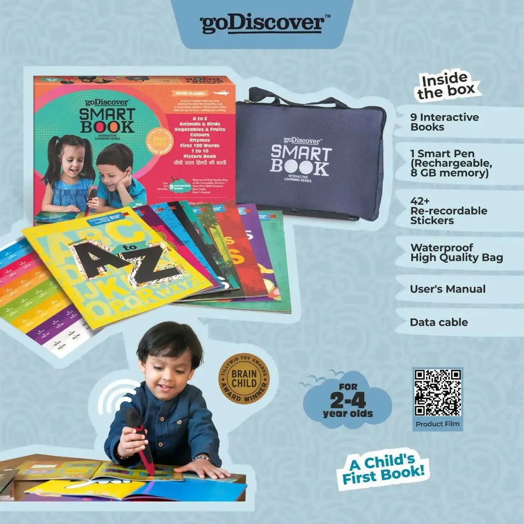 Godiscover Interactive Early Learning Smart Book with Talking Pen | 9-Book Educational Set for Toddlers (Age 2-4 Years) - Naivri