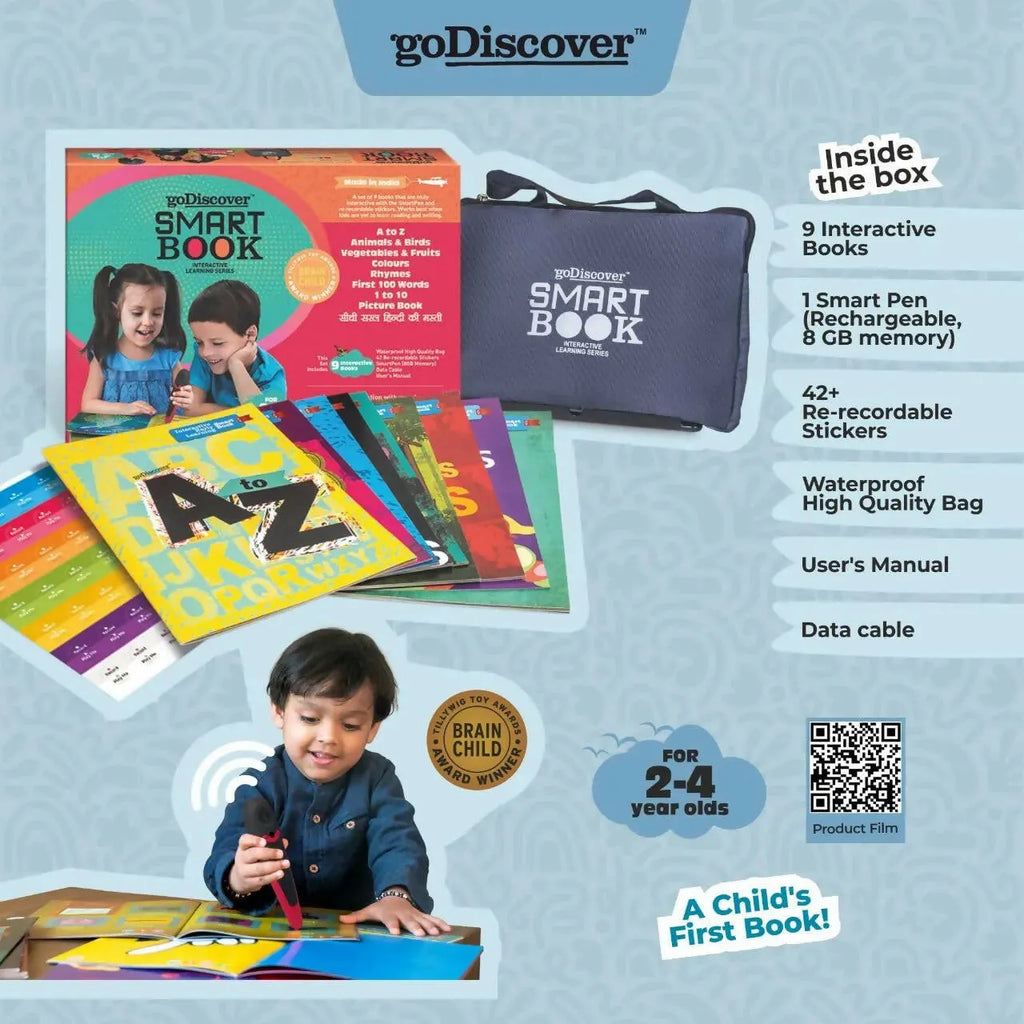 Godiscover Interactive Early Learning Smart Book with Talking Pen | 9-Book Educational Set for Toddlers (Age 2-4 Years) - Naivri