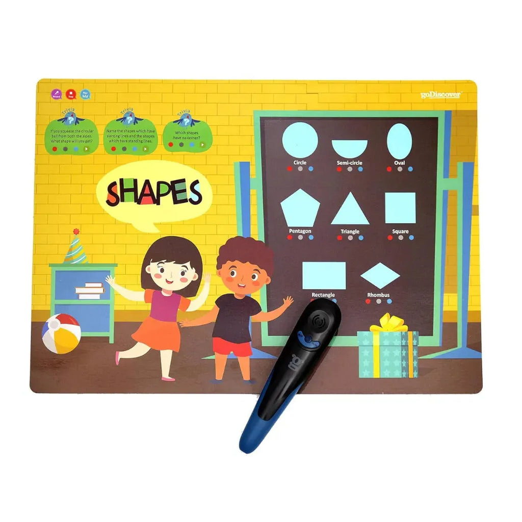 Godiscover Kinder Smart Interactive Learning Series | Interactive Audio Posters + Rechargeable Smart Pen | Educational Kit for Toddlers | Early Learning with Talking Charts - Naivri