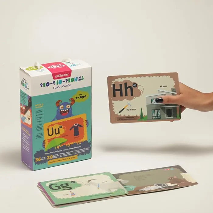 Godiscover Pho Pho Phonics Interactive Flash Cards | Phonics Learning Kit for Kids | Smart Pen Compatible (Not Included) - Naivri