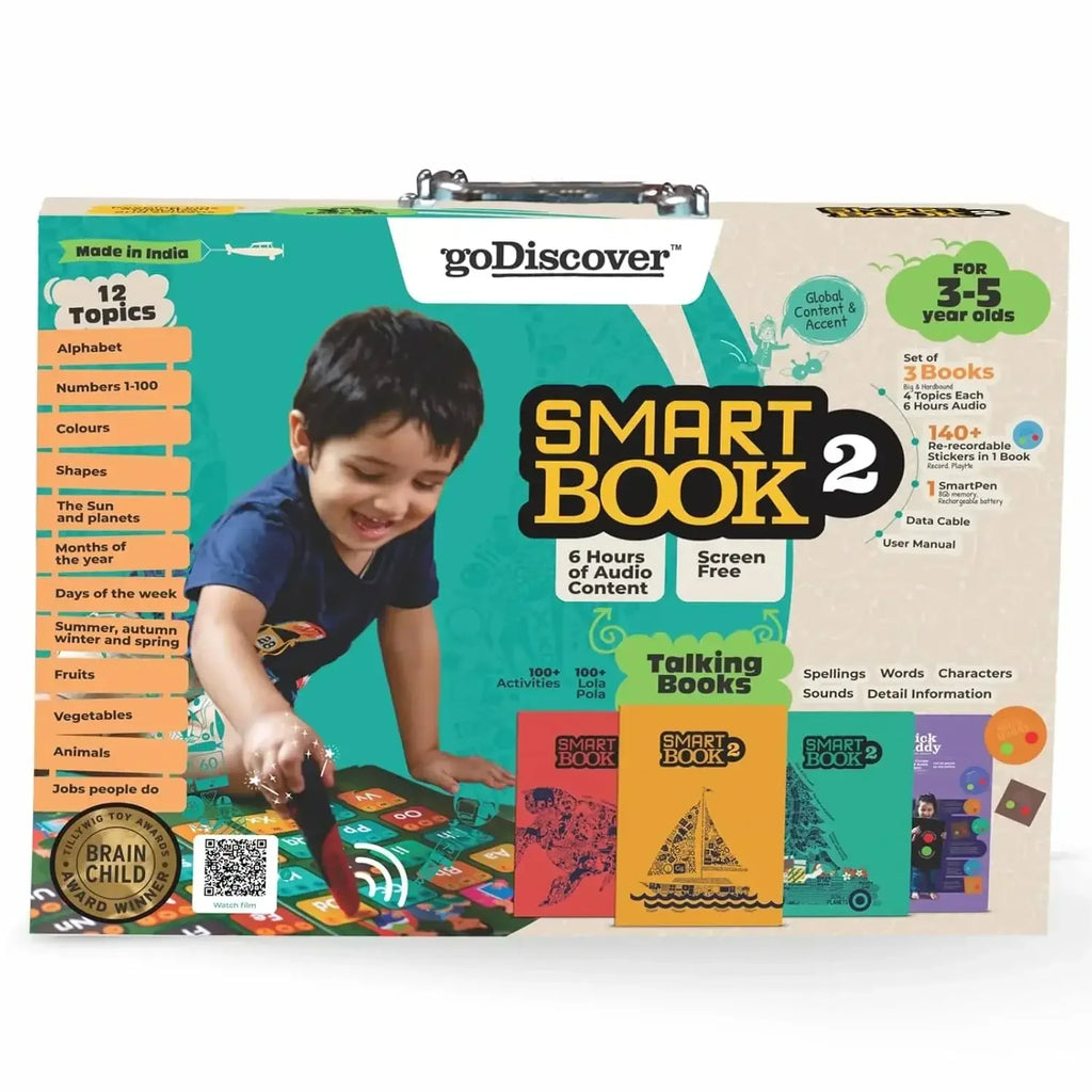 goDiscover Smart Learning Book Set 2 – Interactive Audio SmartPen Kit with Reusable Stickers for Kids (Ages 3–6) - Naivri