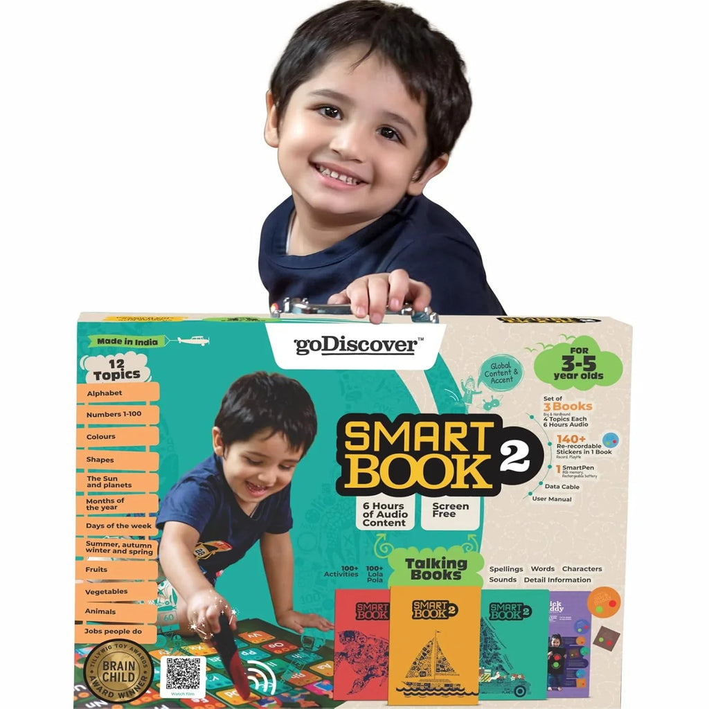goDiscover Smart Learning Book Set 2 – Interactive Audio SmartPen Kit with Reusable Stickers for Kids (Ages 3–6) - Naivri