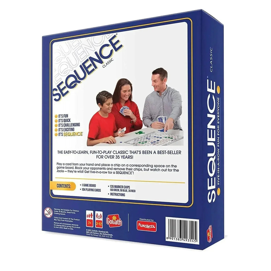 Goliath Sequence Classic Board Game – Strategy Game for Families & Kids – Includes Playing Board, Cards & Chips – For Ages 7+ - Naivri