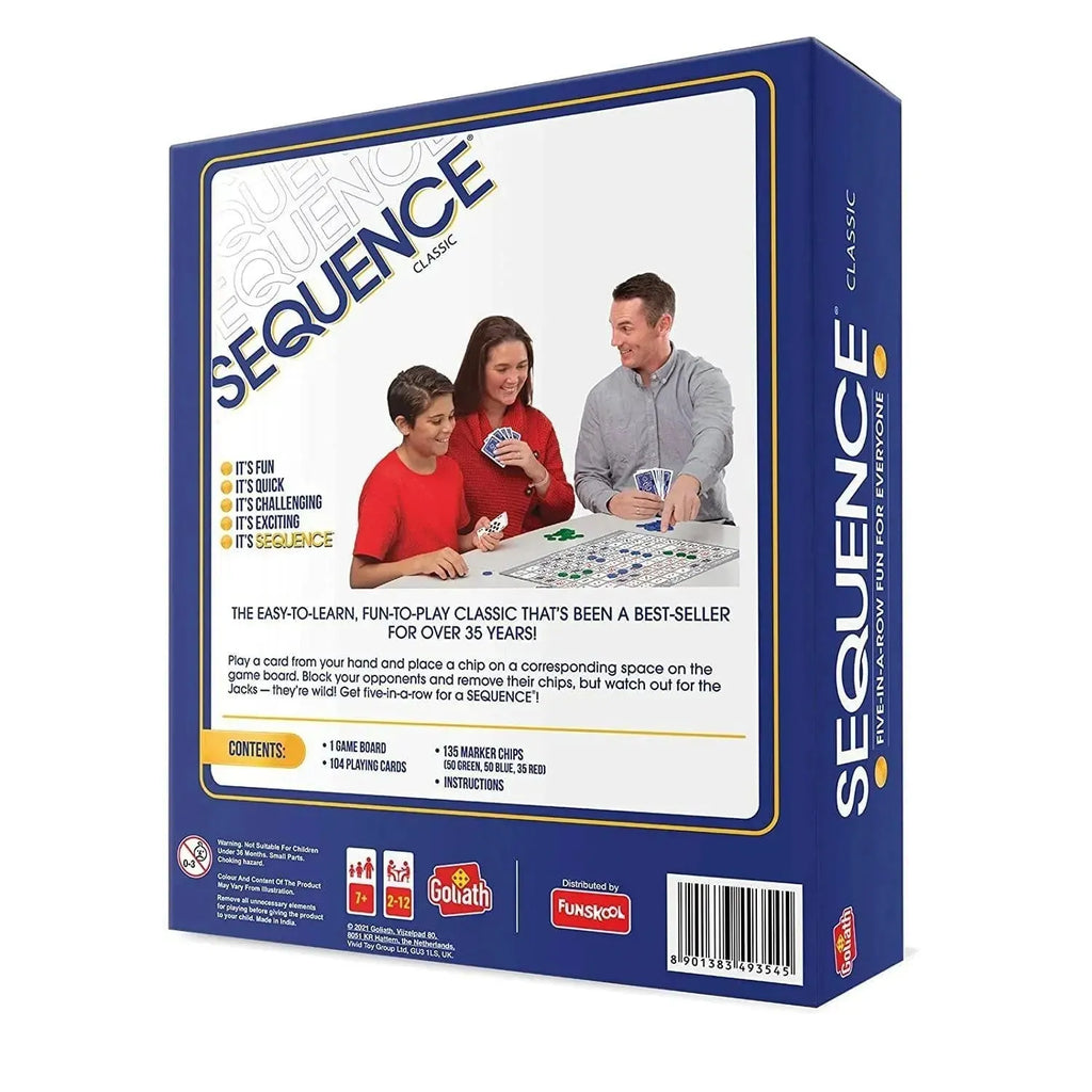 Goliath Sequence Classic Board Game – Strategy Game for Families & Kids – Includes Playing Board, Cards & Chips – For Ages 7+ - Naivri