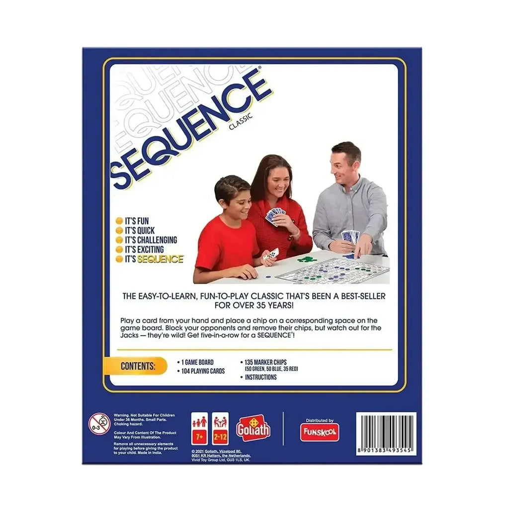 Goliath Sequence Classic Board Game – Strategy Game for Families & Kids – Includes Playing Board, Cards & Chips – For Ages 7+ - Naivri