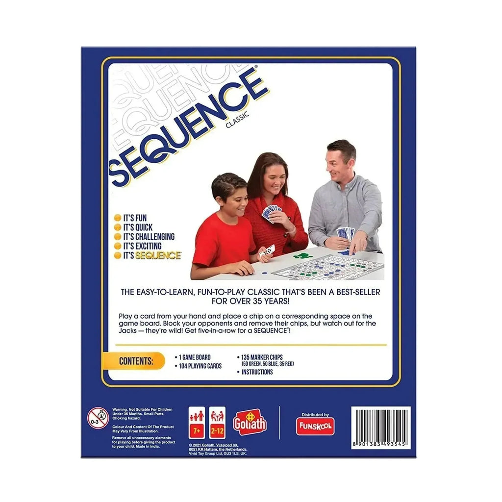 Goliath Sequence Classic Board Game – Strategy Game for Families & Kids – Includes Playing Board, Cards & Chips – For Ages 7+ - Naivri