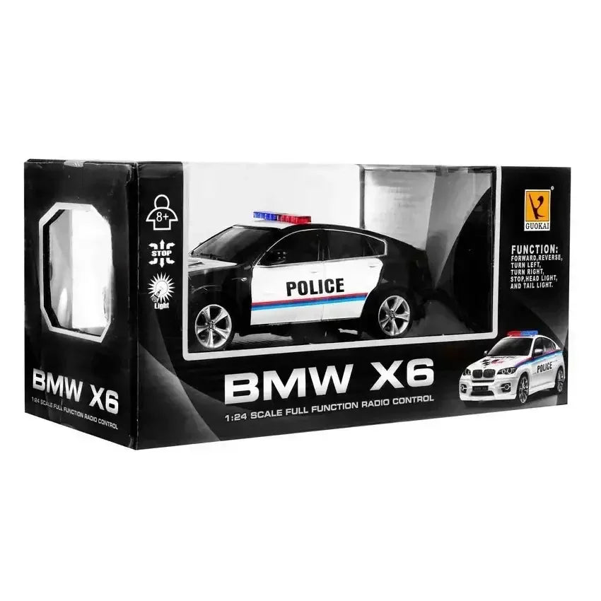 Guokai 1:24 Scale BMW X6 Sports Police Car with 2.4GHz Remote Control – High-Speed RC Patrol Vehicle with Lights & Sounds | Multicolor - Naivri